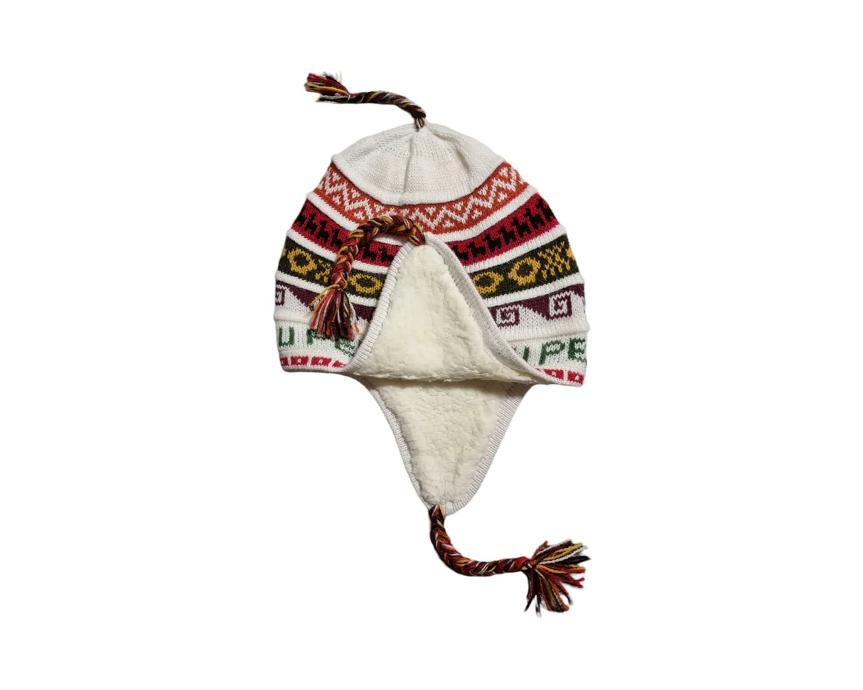Chullo-Mütze aus Alpaka mit wärmendem Polar-Futter – Handgefertigt in Peru - FastMove