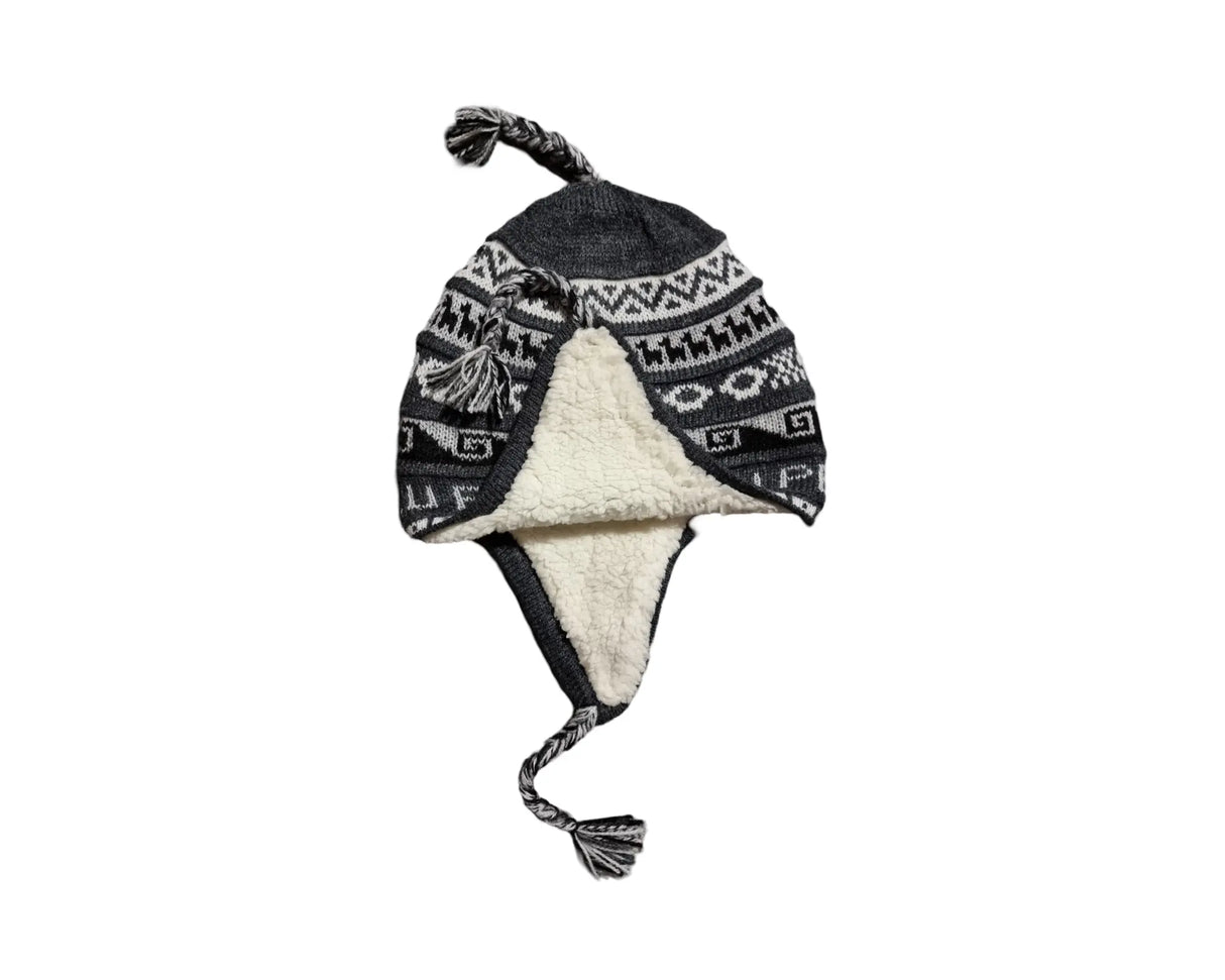 Chullo-Mütze aus Alpaka mit wärmendem Polar-Futter – Handgefertigt in Peru - FastMove