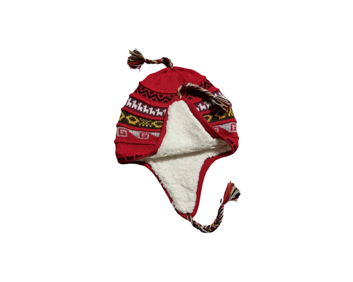 Chullo-Mütze aus Alpaka mit wärmendem Polar-Futter – Handgefertigt in Peru - FastMove