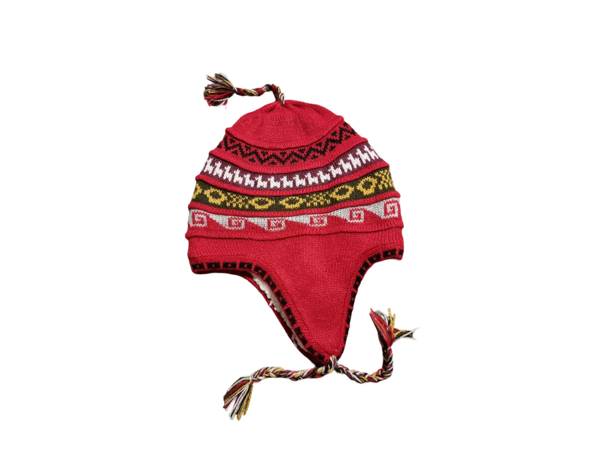 Chullo-Mütze aus Alpaka mit wärmendem Polar-Futter – Handgefertigt in Peru - FastMove