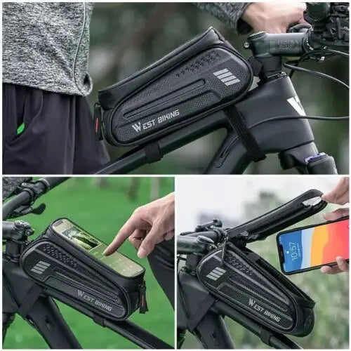 Oberrohr Wasserdichte Fahrrad-Handy-Frontrahmentasche für 7" Handy-Lenker Bike.