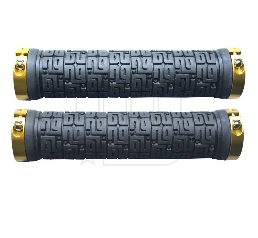 NG Sports Tulsee Lock-On Griff – 140mm, 31.5mm, Black/Gold – Ergonomischer Fahrradgriff mit Kunststoff-Endstopfen - FastMove
