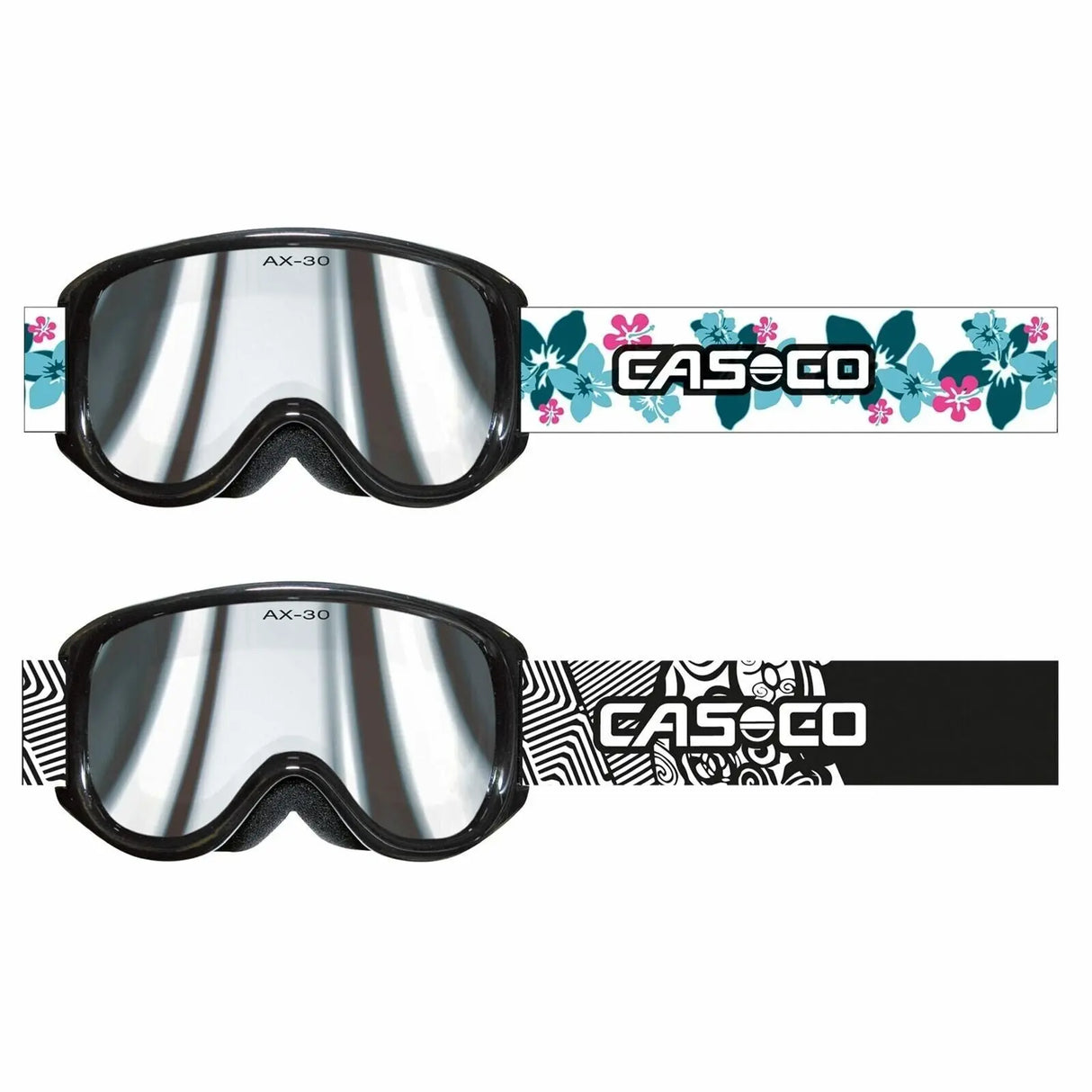 Casco AX-30 PC Skibrille Snowboardbrille Kinder-Skibrille schwarz weiß Sonne UV.