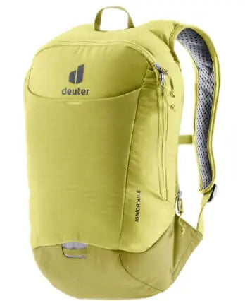 Deuter Junior Bike Rucksack in yellow, perfect for outdoor activities, compact and waterproof for kids.