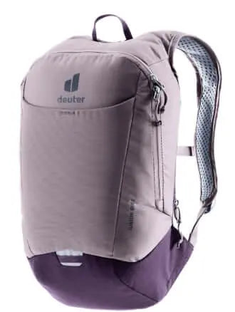 Deuter Junior Bike Rucksack in purple, compact and waterproof, perfect for outdoor adventures and trail running.