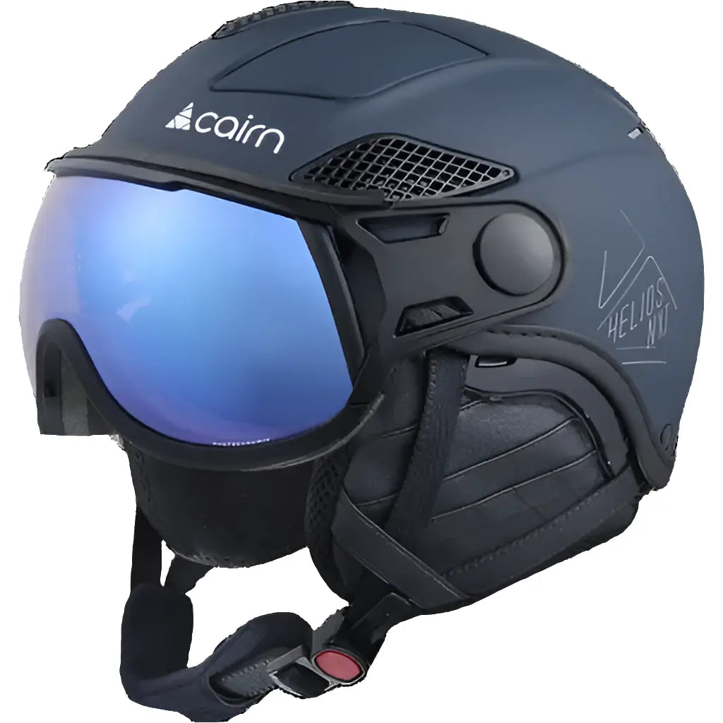 Cairn HELIOS LEATHER EVOLIGHT NXT® – Eleganter Skihelm mit Photochrom-Visier blue graphite.