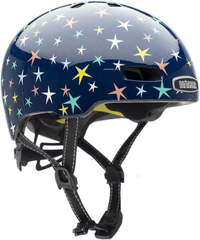 Nutcase Little Nutty MIPS Kinder-Fahrradhelm - Gloss Stars are Born Design blau Sterne Kinder Helm.