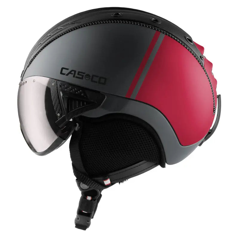 Casco SP-2 Carbonic Visor Arsenic grau-rot mit Snowmask 2 | Skihelm Snowboardhelm.
