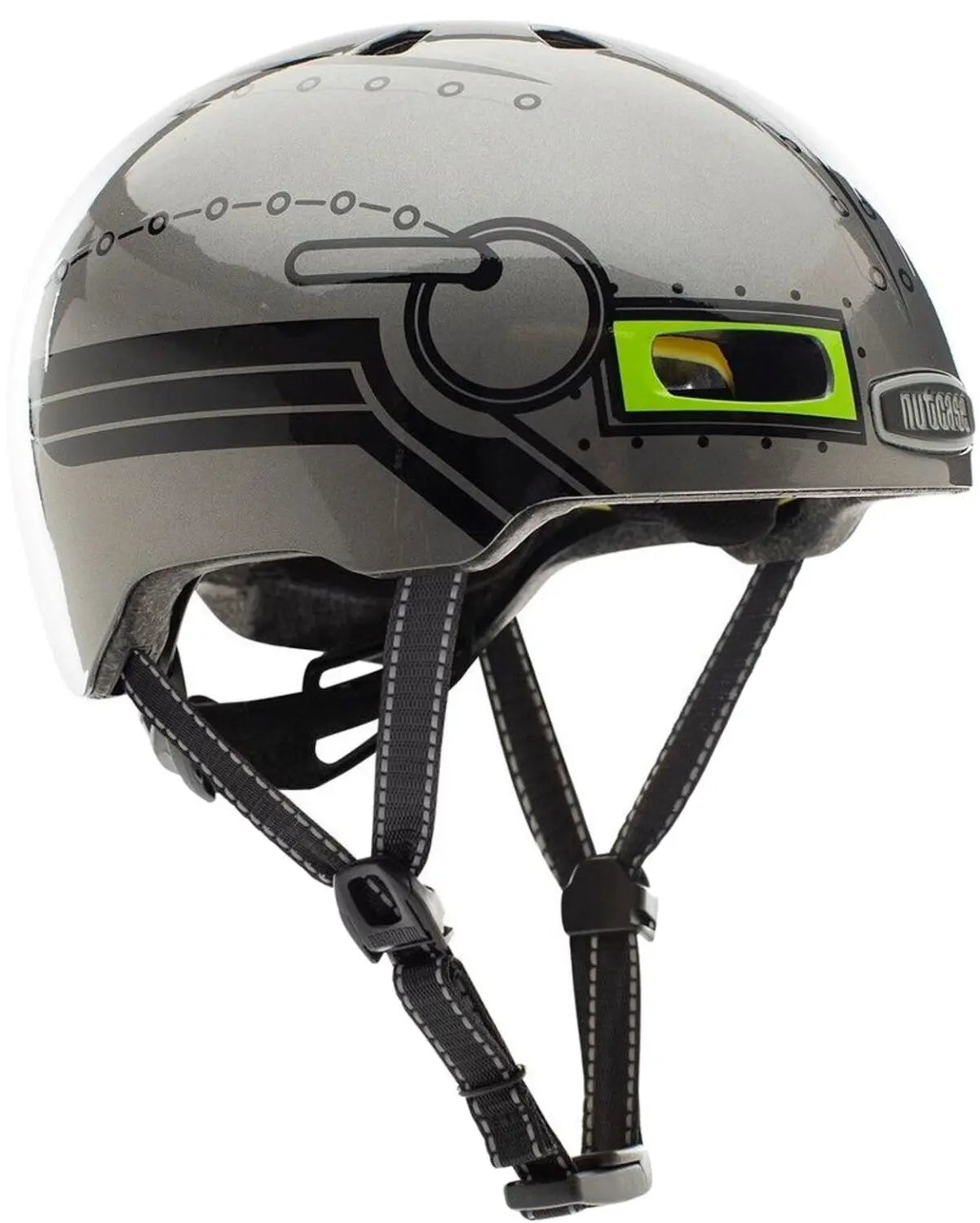 Nutcase Little Nutty MIPS – Kinderhelm Gloss, Robo Boy mit Magnetverschluss und MIPS-Technologie.
